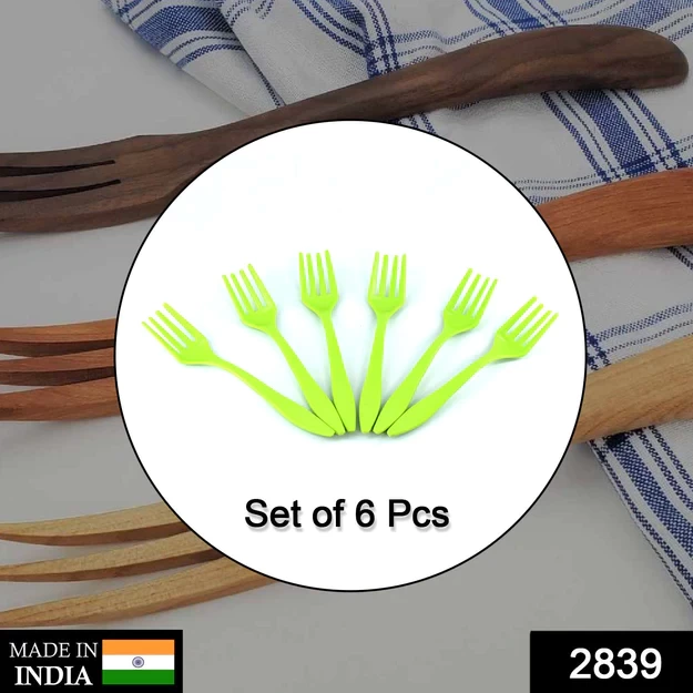 2839 SMALL PLASTIC 6PC SERVING FORK SET FOR KITCHEN