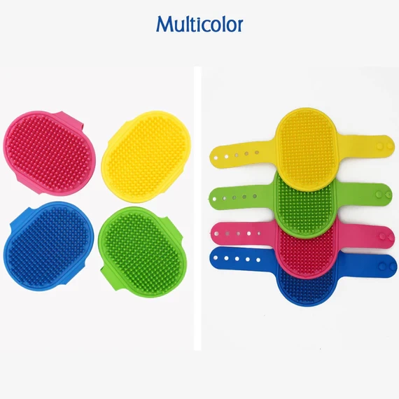 4911 PUPPIES PET MASSAGE RUBBER BATH GLOVE FOR DOGS, CATS, RABBIT, & HAMSTER | GROOMING SHAMPOO WASHING HAND BRUSH - 1 PIECE