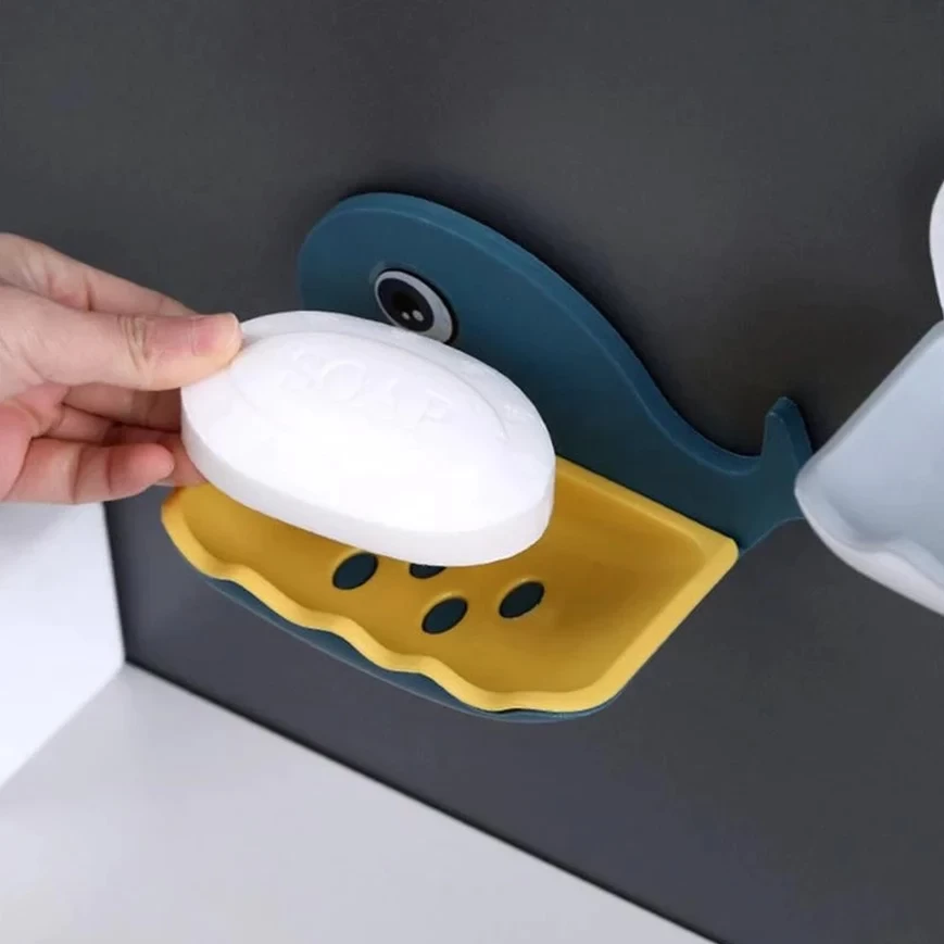 4044 FISH SHAPE DOUBLE LAYER ADHESIVE WATERPROOF WALL MOUNTED SOAP BAR HOLDER STAND RACK FOR BATHROOM SHOWER WALL KITCHEN