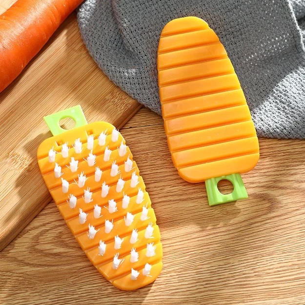 2950 VEGETABLE SCRUBBING BRUSH, VEGETABLE SCRUBBER NON‑TOXIC FRUIT BRUSH CARROT SHAPE VEGETABLE BRUSH FOR POTATO FOR VEGETABLE